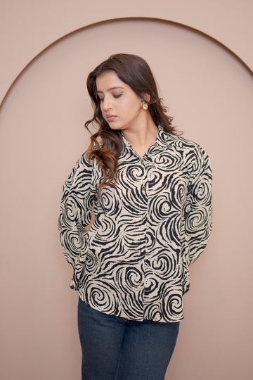 Urban black embroidered cotton shirt