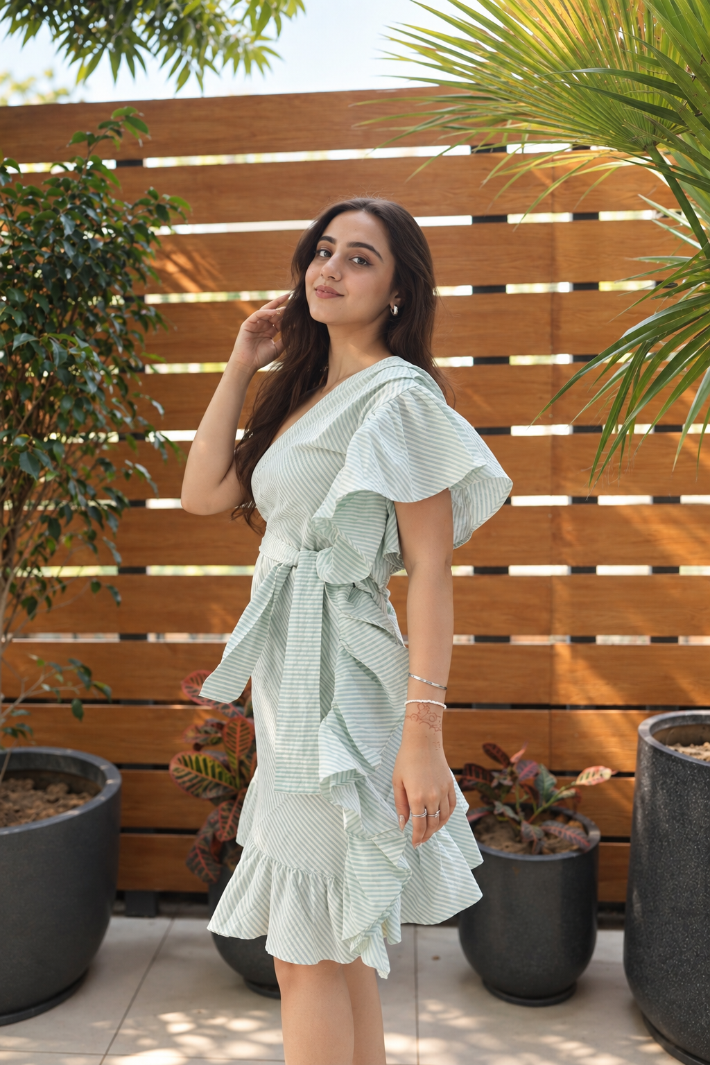 Pistachio Crush Ruffle Dress